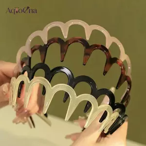 AqToCna Wave Hairbands Nâu Nhựa Sóng Răng Mỏng Chống Trơn Trượt Nữ Makkeup Hairb Zigzag Band Notched AqToCna