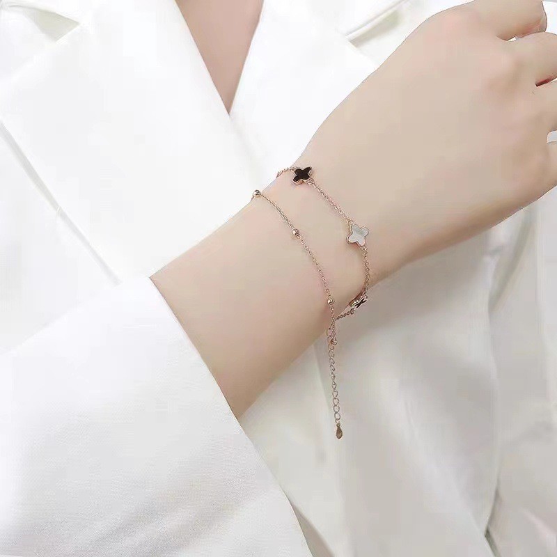 Vòng tay hai lớp cỏ ba lá ngọt ngào sang trọng nhẹ nhàng