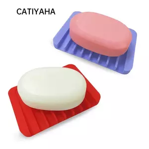 Hộp đựng xà phòng CATIYAHA, Đĩa thoát nước có thể tái sử dụng bằng silicon, Khay xốp di động hữu ích Phòng tắm