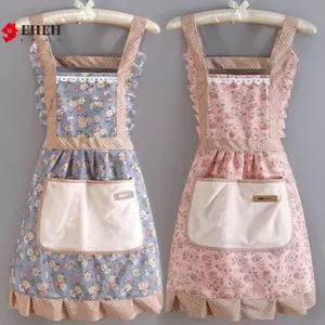 Tạp dề vải Cotton họa tiết hoa cho nữ Tạp dề chống dầu có nhà thơ và thắt lưng có thể điều chỉnh Tạp dề yếm không tay chống thấm nước VN