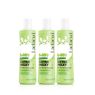 Bộ 3 chai Sữa Tắm Gội Trẻ Em Lactacyd Baby Extra Milky Làm Sạch Dịu Nhẹ và Dưỡng Ẩm Vượt Trội 250ml/chai