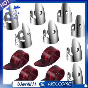 Bộ ngón tay cái có thể điều chỉnh Bao gồm 8 chiếc Ngón tay bằng thép không gỉ 4 chiếc Ngón tay cái bằng nhựa cho đàn Guitar Banjo