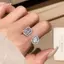 HFSHY Zircon Mở Nhẫn Thanh Lịch Vuông Giọt Nước Thiết Kế Nhẹ Phụ Kiện Thời Trang Cho Nữ Du Lịch Mặc VN