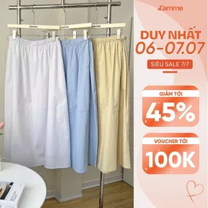 Chân váy thô Suzy Skirt cạp chun dành cho mẹ bầu và sau sinh chất liệu vải thô lụa mềm, thoáng mát thiết kế BY L'AMME