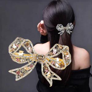 Ánh Sáng Sang Trọng Nhiều Màu Sắc Kim Cương Rỗng Nơ Mùa Xuân Kẹp Nữ Đầu Lưng Tóc Cảm Thấy Sang Trọng Nửa Tie Tóc Ngang Kẹp Tóc ISZL