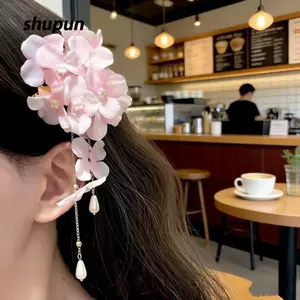 SHUPUN Vải Ngọt Ngào Kẹp Tóc Hoa, Phụ Kiện Tóc Tua Rua Cao Cấp Kẹp Tóc, Thời Trang Thanh Lịch Nữ Bên Kẹp Mũ Cô Dâu