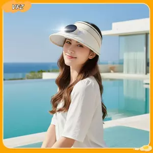 VFZ Quạt chạy bằng năng lượng mặt trời Mũ chống nắng có vành rộng Mũ che nắng ngoài trời thoáng khí để câu cá Làm vườn chèo thuyền Louislifecool