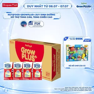 Thùng SBPS Nutifood GrowPLUS+ Suy Dinh Dưỡng (Đỏ) - Tăng Cân, Tăng Chiều Cao (48 Hộp x 110ml) (Bao bì tùy lô hàng)