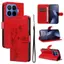 YJD Ốp Lưng Cho Xiaomi 17T Pro Dập Nổi Mơ Cây Hoa Da Khe Cắm Thẻ Dây Đeo Tay Chống Rơi Vỏ Điện Thoại