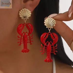 Vòng cổ tráng men JVSUB, Bông tai tôm hùm thủ công bằng kim loại, Vỏ đính cườm bằng đá tráng men phổ biến Trang sức đính cườm cho nữ