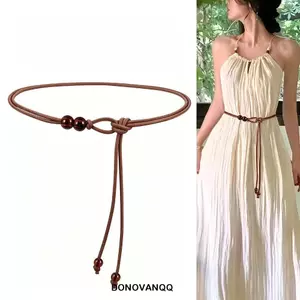 Dây xích thắt lưng DONOVANQQ, đai da mảnh điều chỉnh, thắt lưng dây mảnh phong cách Trung Hoa, phụ kiện eo thường ngày