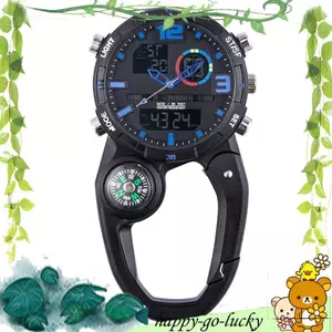 Đồng hồ đa chức năng ngoài trời Đồng hồ thể thao đa chức năng Màn hình tròn La bàn chống nước Leo Carabiner Xanh lam