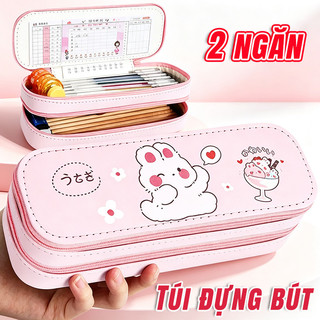 Túi Đựng Bút Dụng Cụ Học Sinh Hộp Đựng Bút Dung Lượng Lớn Hoạt Hình 2 Ngăn Đồ Dùng Học Tập Cho Bé Gái