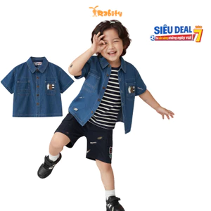 Áo sơ mi ngắn tay jeans bé trai Rabity 102.004