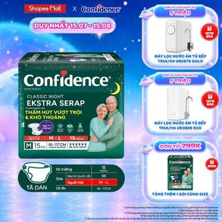 Tã dán ngưới lớn Confidence Thấm Hút Vượt Trội & Khô Thoáng M-L/ L-XL 15 miếng