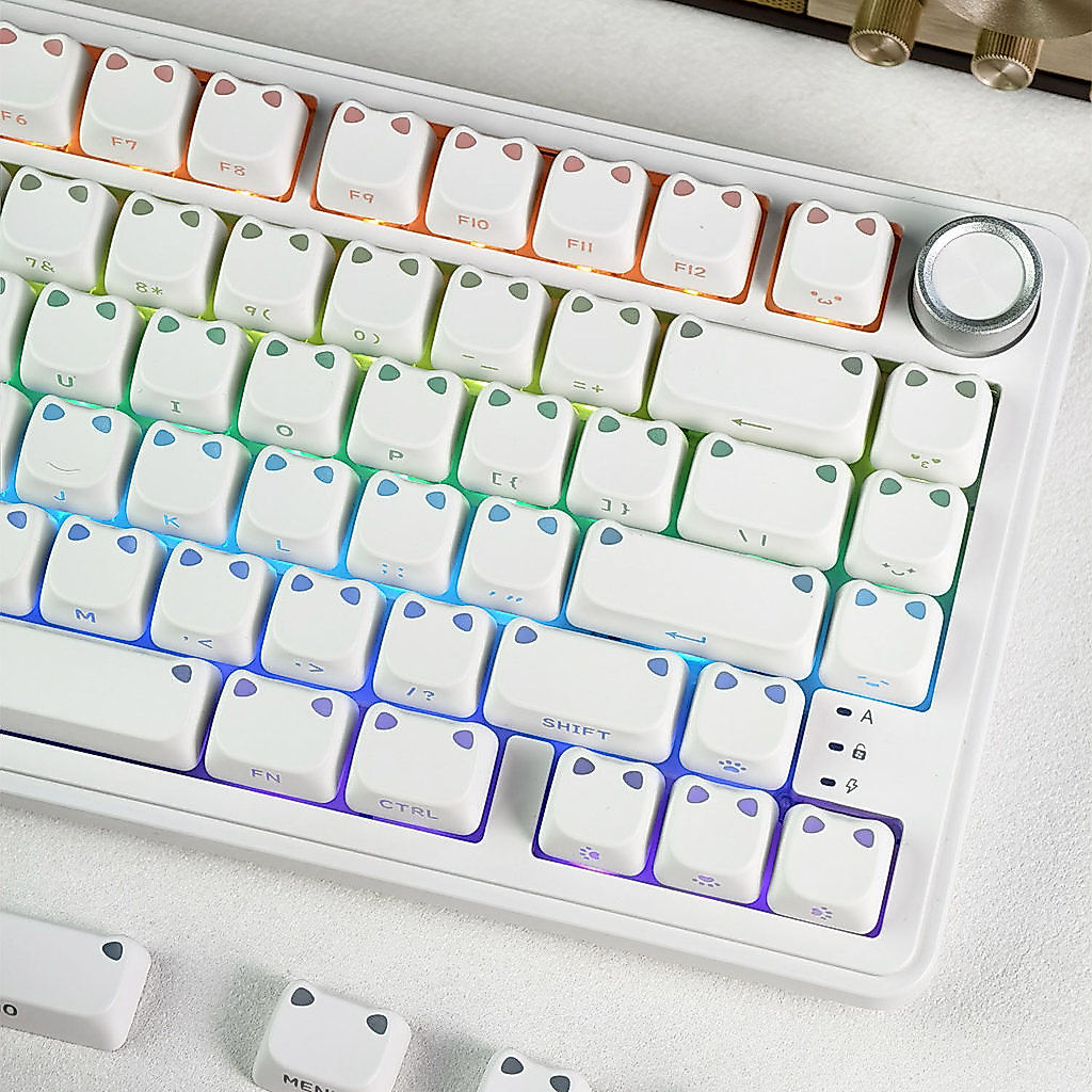 MAIMOOO Đầu Mèo Trắng Keycap 113 Phím MAO Profile PBT PC Double-shot ...