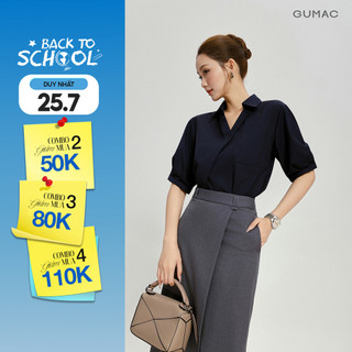 Áo Sơ Mi Nữ GUMAC Form Suông Cổ V Nẹp Đắp Chéo Tôn Dáng Nữ Tính AG04018