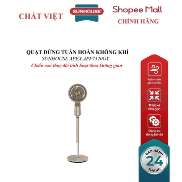 QUẠT ĐỨNG TUẦN HOÀN KHÔNG KHÍ SUNHOUSE APEX APF7320GY, Điều khiển cảm ứng, điều khiển từ xa, chiều cao linh hoạt