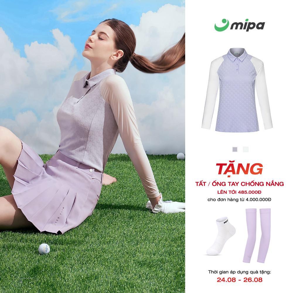 Áo polo nữ dài tay MIPA thời trang Golf Pickleball Tennis trẻ trung thiết kế in tràn viền hiện đại Olivia Top