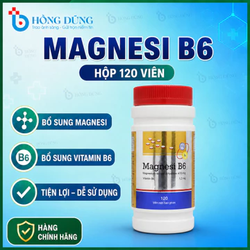 Viên uống Magnesi B6 (Magie, Vitamin B6) giảm chuột rút, đau cơ bắp, căng thẳng thần kinh Chai 120v