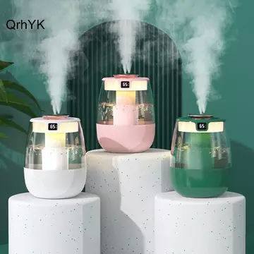 Máy tạo độ ẩm không khí nhà máy thời trang Máy tạo độ ẩm hương thơm 1300ML Máy khuếch tán cổng đôi Máy tạo độ ẩm nước USB có đèn cho văn phòng tại nhà QrhYK