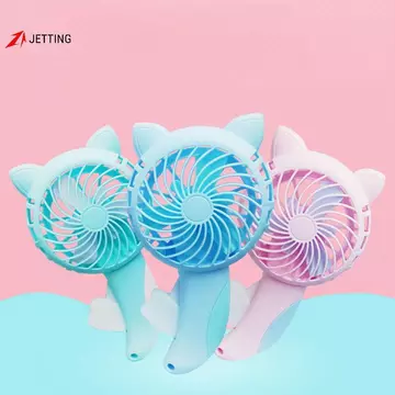 Quạt cầm tay cầm tay 3 màu JETTING, Quạt ép tay, Quạt cầm tay Mini, Không dùng pin, Quạt gia đình dễ thương, Quạt cầm tay hoạt hình làm mát J