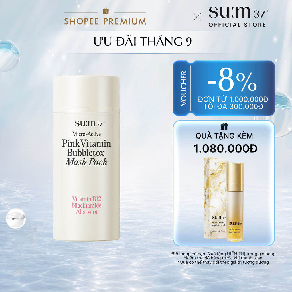 [SU:M37 OFFICIAL] Mặt nạ sủi bọt hồng su:m37 Micro Active Pink Vitamin Bubbletox Mask Pack