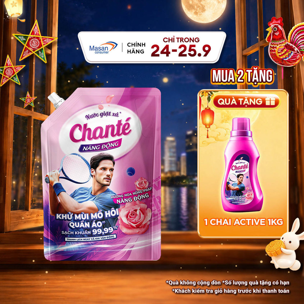 Nước giặt xả Chanté Active cao cấp 8 trong 1 túi x 3.2kg