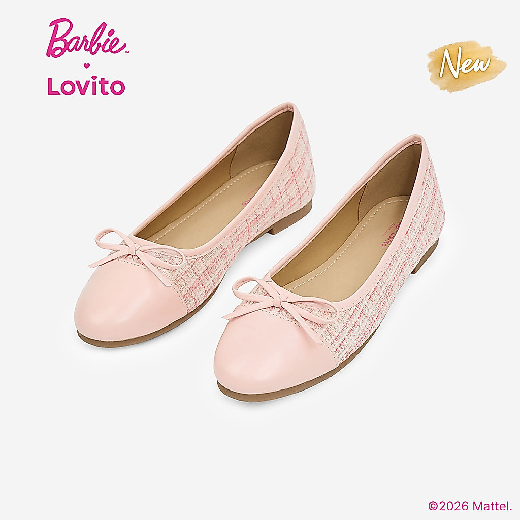 (New Arrival) Barbie™ X Lovito Giày Mary Jane Thanh lịch nơ vải màu hồng Ballet Cho nữ SMBL6PAD041