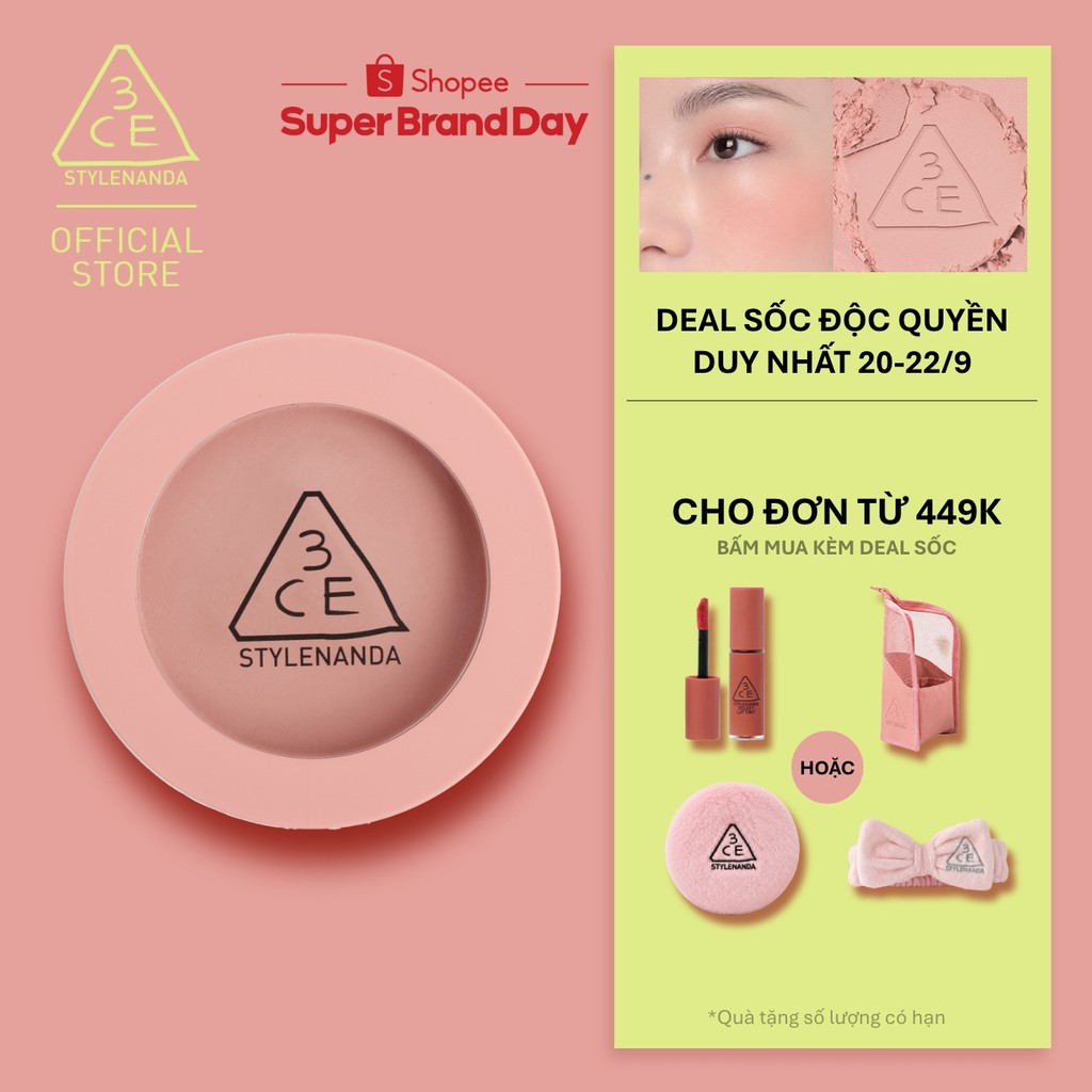 Phấn Má Hồng 3CE Face Blush Chuẩn Màu, Mịn Lì, Tươi Tắn Nhẹ Nhàng Đầy Tự Nhiên, Chuẩn Màu Tệp Lên Da