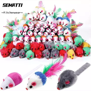 SEMATTI 4 / 16 / 32 / 48 CÁI Đồ chơi chơi vui nhộn cho mèo, Chuột giả màu chống cắn Đồ chơi cho mèo cưng, Đồ chơi mô phỏng Đồ chơi mèo con sang trọng Đồ dùng trò chơi cho mèo con trong nhà