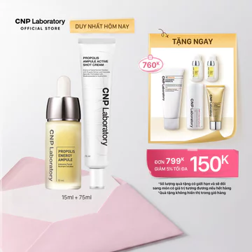 [CNP Laboratory Official] Combo keo ong: Tinh chất và Kem dưỡng phục hồi da keo ong CNP Propolis Combo 15/75ml
