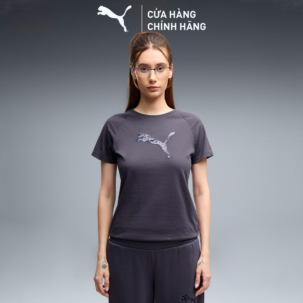 Áo Thun Thể Thao PUMA Nữ Sequins Tee Inky Depths Màu Xám