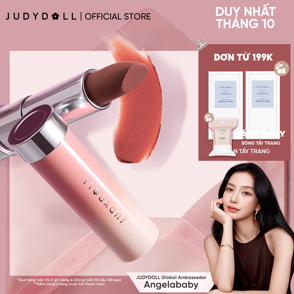 [MỚI] Son Lì JUDYDOLL Velvet Matte Lipstick Son thỏi Ẩm mướt Bơ mịn Mờ vân môi 3,6g