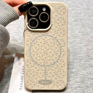 Dây silicon toàn màn hình sang trọng Dây da hoa Giá đỡ từ tính Thích hợp cho iPhone17 Pro Max 16 15 14 13 Pro Max Bảo vệ Camera chống sốc Vỏ mềm chống rơi