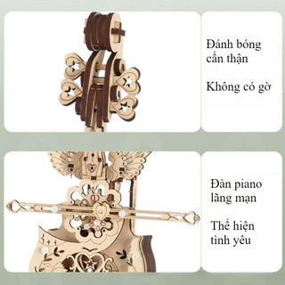 【BabyJoy】Hộp Nhạc Gỗ Lắp Ráp Đàn Violin Chuyển Động Độc Đáo,Bằng Gỗ Lắp Ráp Mô Hình Ba Chiều DIY Cello,Lắp ráp bằng tay