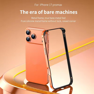 [JLK] Ốp Lưng Điện Thoại Kim Loại Hợp Kim Sang Trọng Cho iPhone 17 Air 16 Pro Max Miếng Lót Góc Silicon Chống Va Chạm Khung