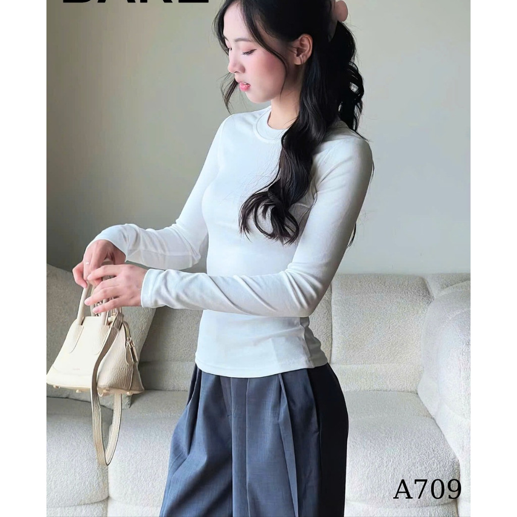 Áo thun nữ giữ nhiệt dài tay,Áo thun basic ôm body trơn nhiều màu chất liệu cotton mềm mịn_A709