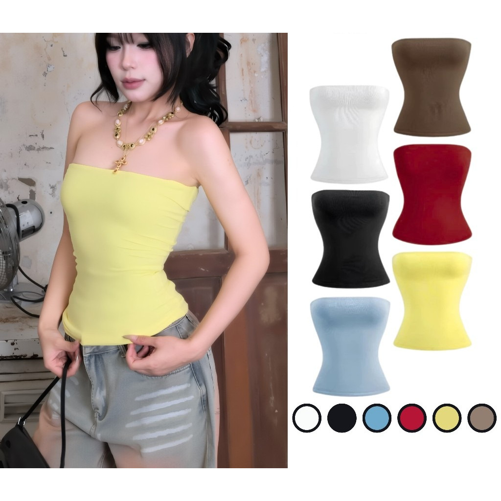 Áo ỐNG TUBE TOP TRƠN Thun Borip Lụa DD34, Áo Thun Quây Nữ Ôm Body Nhiều Màu IOWA