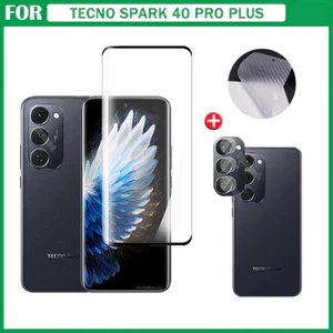 Kính cường lực 3 trong 1 Tecno Spark 40 Pro + cho Tecno Spark 40 Pro Spark 40C Bảo vệ màn hình Ống kính máy ảnh Kính cường lực Full Cover