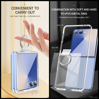 Sang Trọng Mờ Có Tay Cầm Nhẫn Dành Cho Samsung Galaxy Z Flip 7 Z Flip 7FE Z Flip 6 Z Flip 5 Z Flip 4 Z Flip 3 Khóa Ngón Tay Màu Trơn Chống Sốc PC Cover