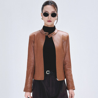 Áo da cừu nữ Racer Jaket trơn đơn giản cao cấp Fttleather tay cúc bấm không bong tróc nổ AN201C