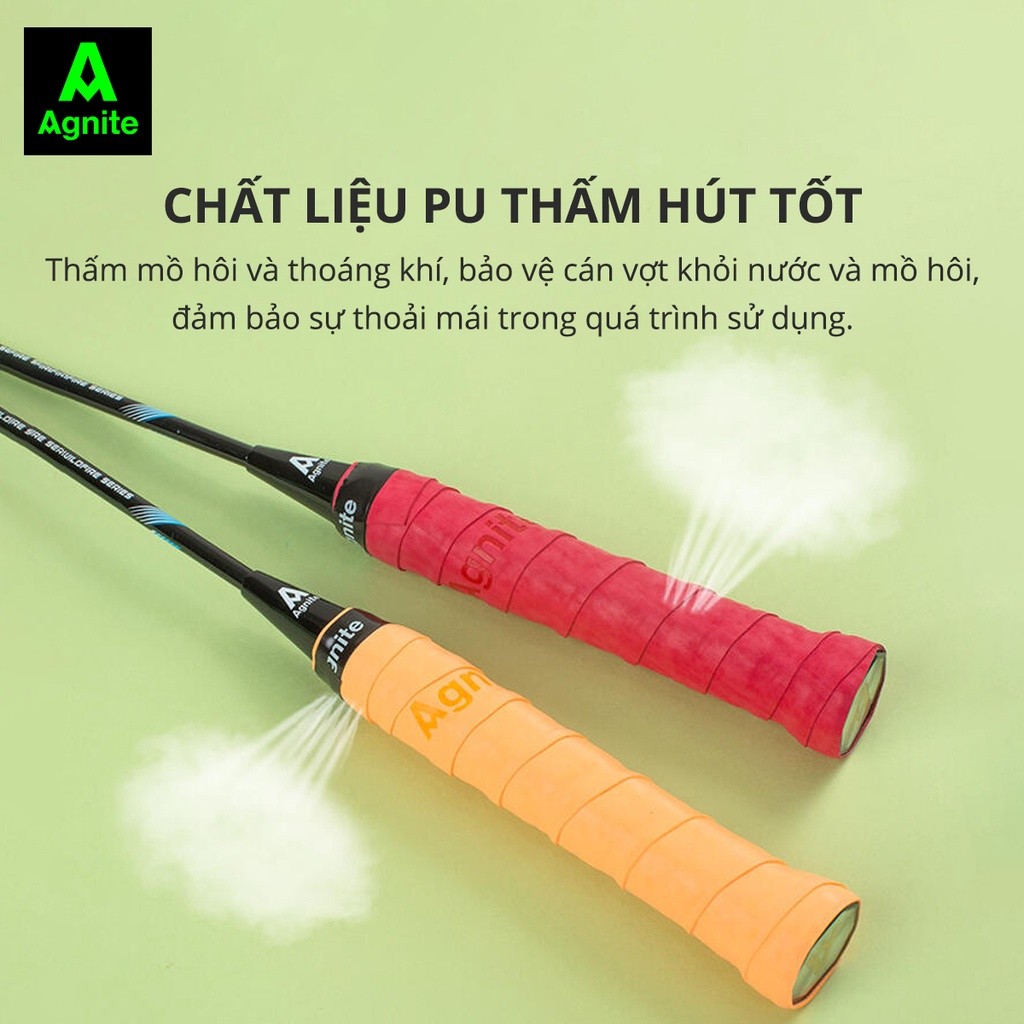 [Màu ngẫu nhiên] Quấn vợt cầu lông, tennis chính hãng Agnite, chống trơn trượt, thoáng khí chống mồ hôi, ma sát tốt