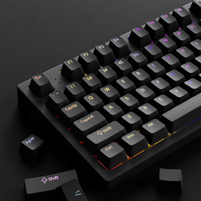 126 Phím Đen Tùy Chỉnh Double Shot PBT Keycaps RGB Backlit Key cap Cherry Profile cho MX Switch Bàn Phím Chơi Game
