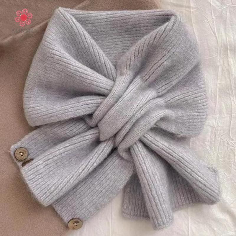 Khăn Dệt Kim Cổ Bảo Vệ Màu Trơn Chữ Thập, Ấm Áp Cho Phụ Nữ