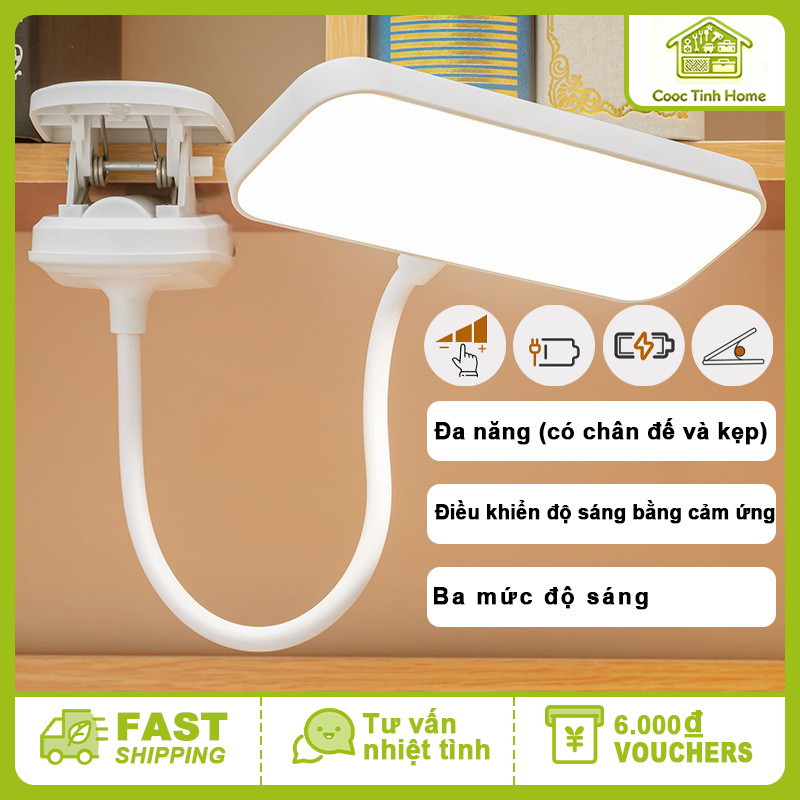 Đèn Học LED Để Bàn Kẹp Sạc – Ánh Sáng Trắng Vàng, Bảo Vệ Mắt Cho Học Sinh Và Đầu Giường Ngủ