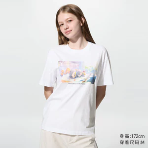 Hàng sẵn có Cặp đôi Top Unisex UU T ZOA FRIENDS màu sắc in hoạt hình Áo thun ngắn tay cổ tròn 100% Cotton cao cấp