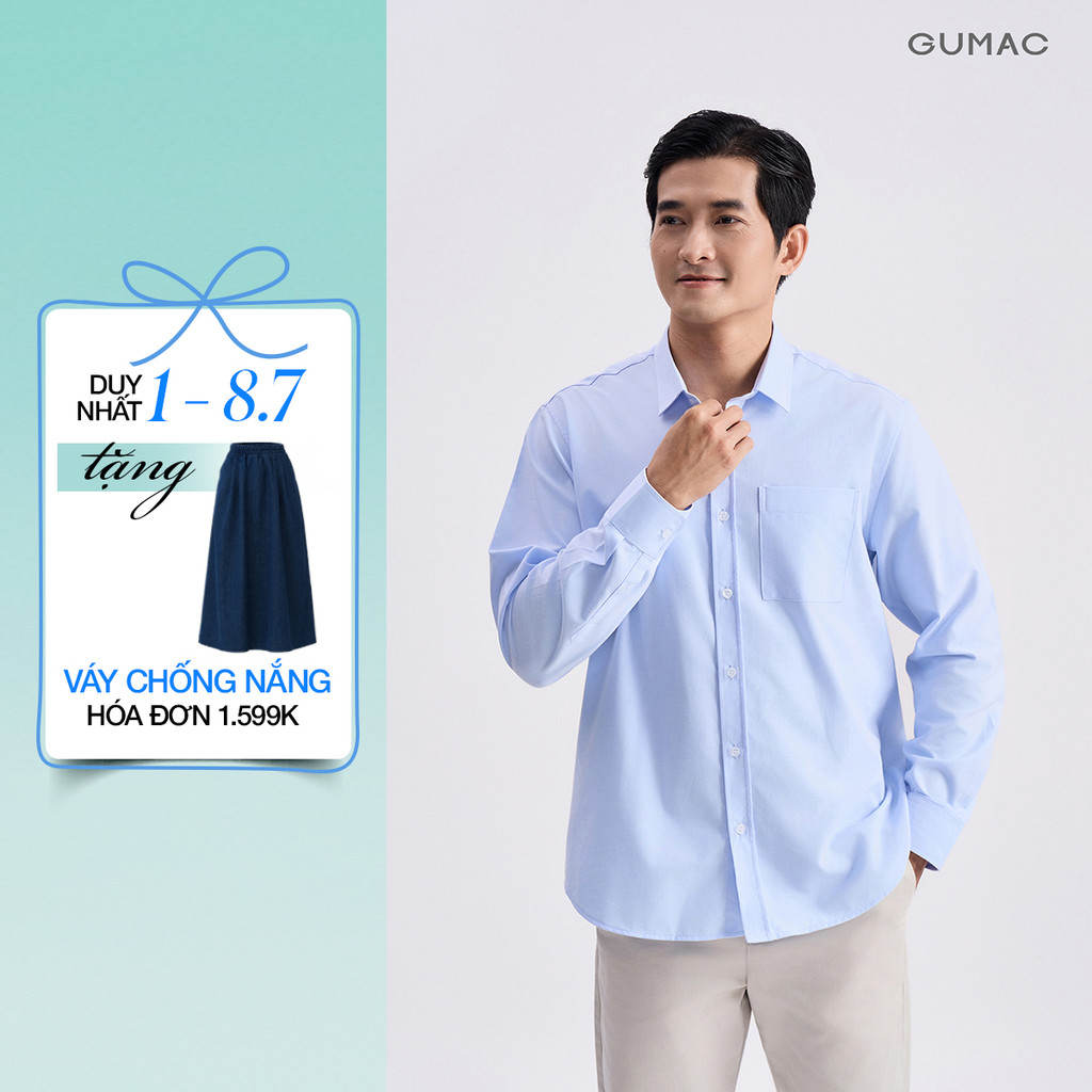 Áo sơ mi nam GUMAC form rộng thoải mái chất liệu mềm mịn thoáng mát ANG04016