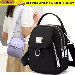 Túi Điện Thoại Di Động BAMBOOB, Nylon Có Dây Kéo Túi Vuông Nhỏ, Mini 3 Lớp Chìa Khóa Không Ví Nữ Bé Gái