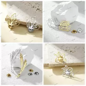 Chân kim loại PYCOU, Bông tai lúa mì hồng bướm bằng thép không gỉ Frangipani Trâm cài, Phụ kiện trang sức thanh lịch Chân trang trí